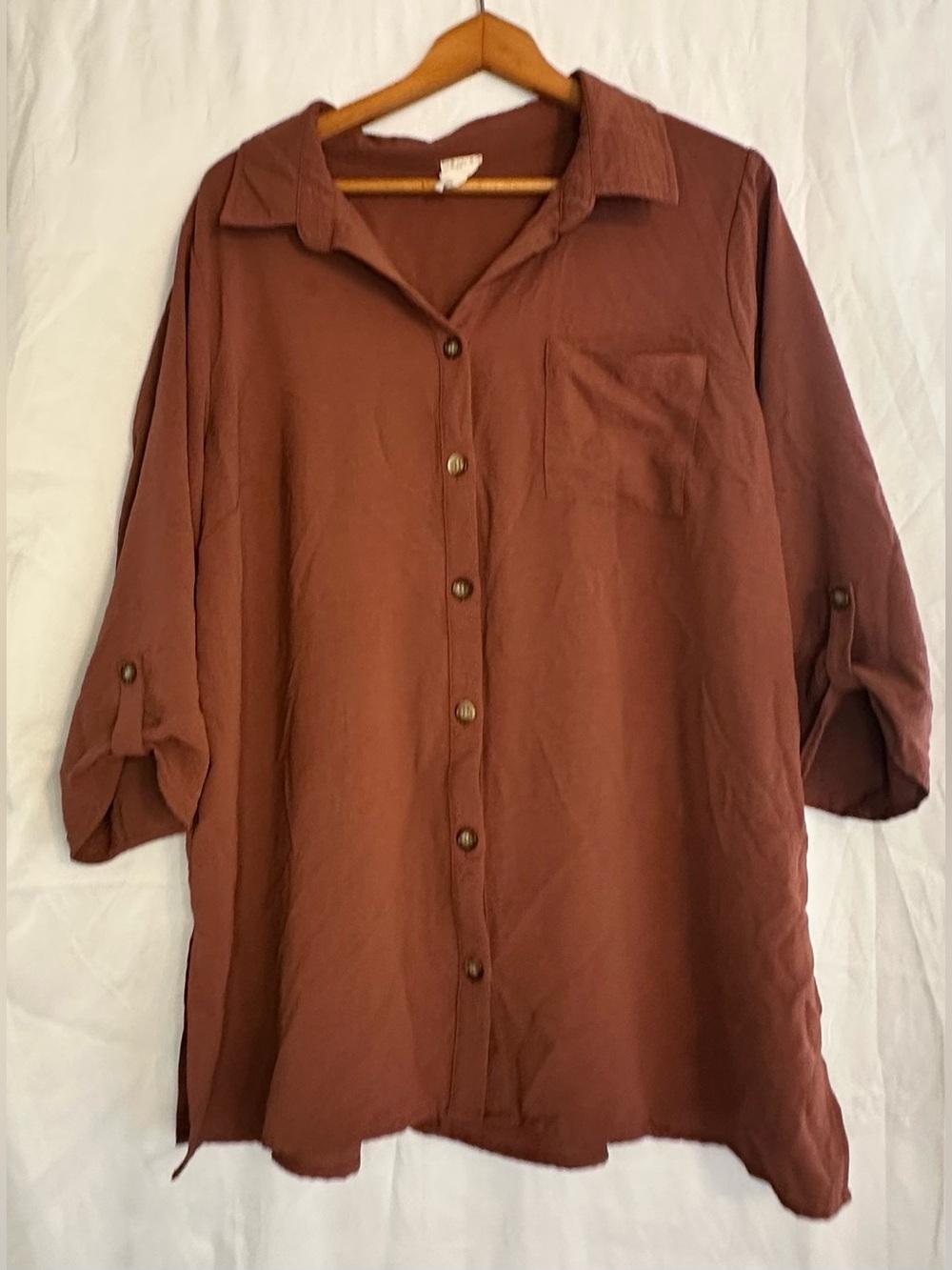 Naif Women’s Brown 3/4 Sleeve Button Down Blouse size 1X